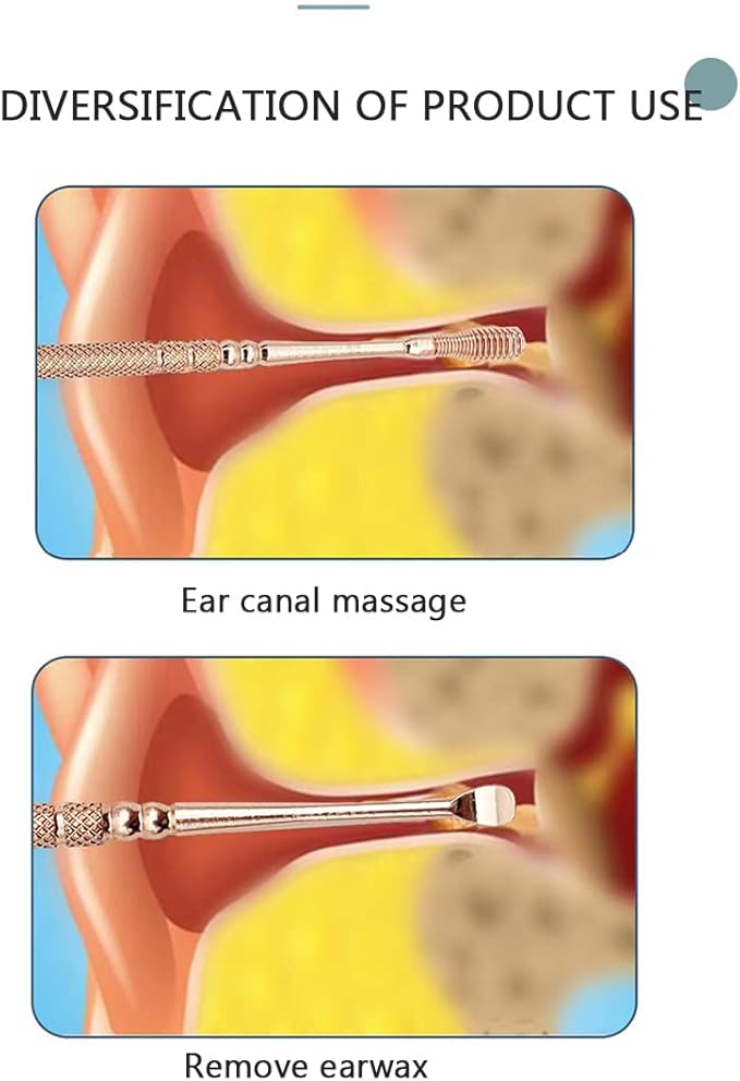 Spring Ear Wax Cleaner Tool Set Ear Cleaner Ear Cleaner Tool Ear Wax Removal Spoon Double Ended with Stainless 360° Spiral Ear Massage Cleaning Tool Ear Cleaner Cleaning Brush and Storage Box 2PCS