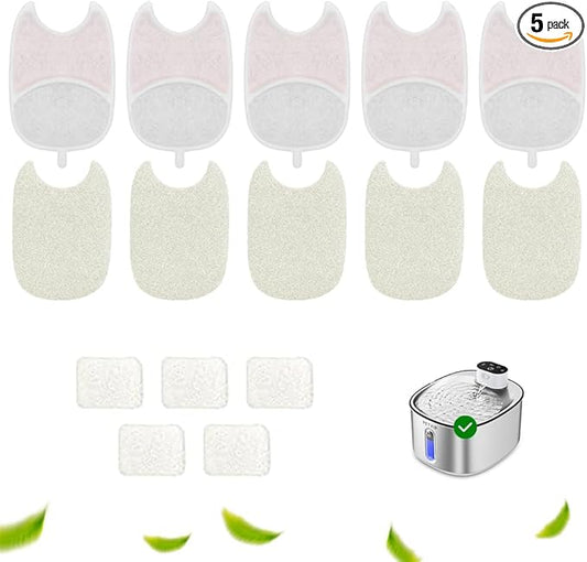 5 Pack Replacement Filters for YL40F PRO Cat Water Fountain, 6-Layer Filtration, Compatible with YL40F PRO 4L Wireless Pet Water Fountain (5 Set Filters)