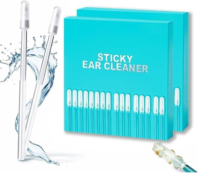 48Pcs Sticky Ear Cleaning Stick for Adults Large, Reusable Sticky Ear Cleaner Picks, Gentle Soft Ear Care Cleaning Sticks with Dust Cover