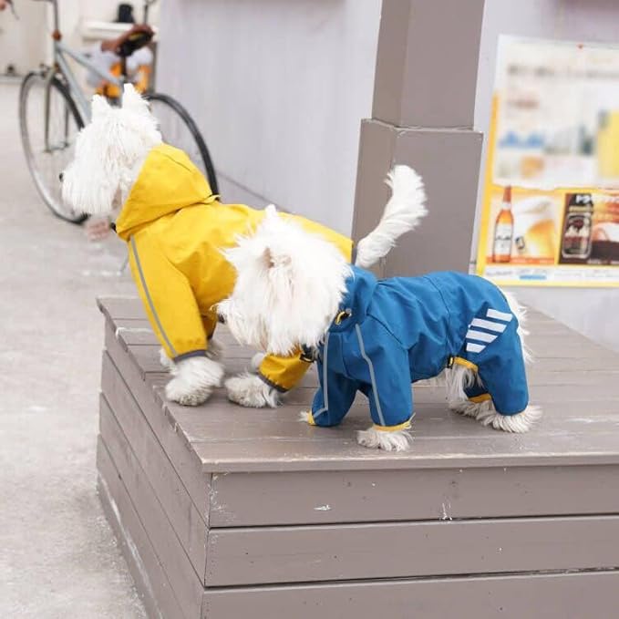 Dog Raincoat, Waterproof Dog Rain Jacket with Hood, Rain Coat with Leash Hole, Reflective Strap for Small Medium Dogs, Outdoor Adventures/Walking Lightweight Puppy(Yellow,XS)