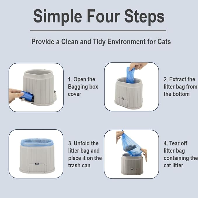 Heavy-Duty Cat Litter Scoop with Holder&Litter Bags, Metal Cat Scooper with Bags, Aluminum Kitty Poop Sifting Shovel Captures All Clumps, Speed Sifter Litter Box Scooper with Cats Caddy