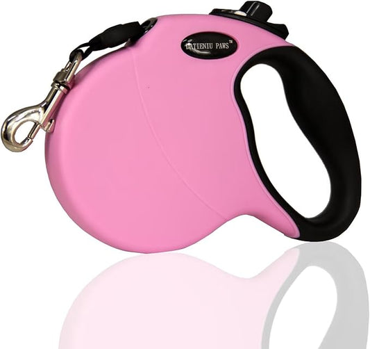 Small 13 FT Retractable Dog Leash – Hands-Free Adjustable Leash for Dogs Up to 22lbs, Tangle-Free Nylon with Ergonomic Grip for Walking, Training & Outdoor Safety Pink S