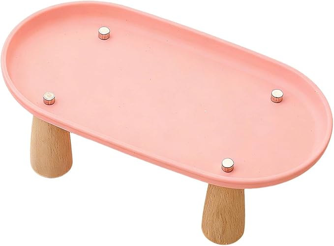Generic Cat Bowl Raised Stand Rack to Protect Cat Neck Sturdy Non Slip Stable for Feeder Stand Elevated Holder, Pink 24cmx13cm