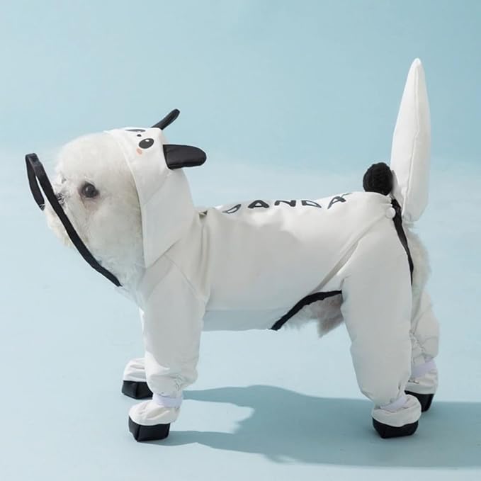 Small Dog Raincoat, Tail Protect Feet Cover Waterproof Dog Rain Jacket Rain Coat for Puppy Small Dogs(Panda,L)
