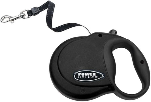 Coastal Pet Power Walker Dog Retractable Leash - Reflective Dog Leash - Stop-and-Release Control Button - Comfort Grip Handle - Black - Large