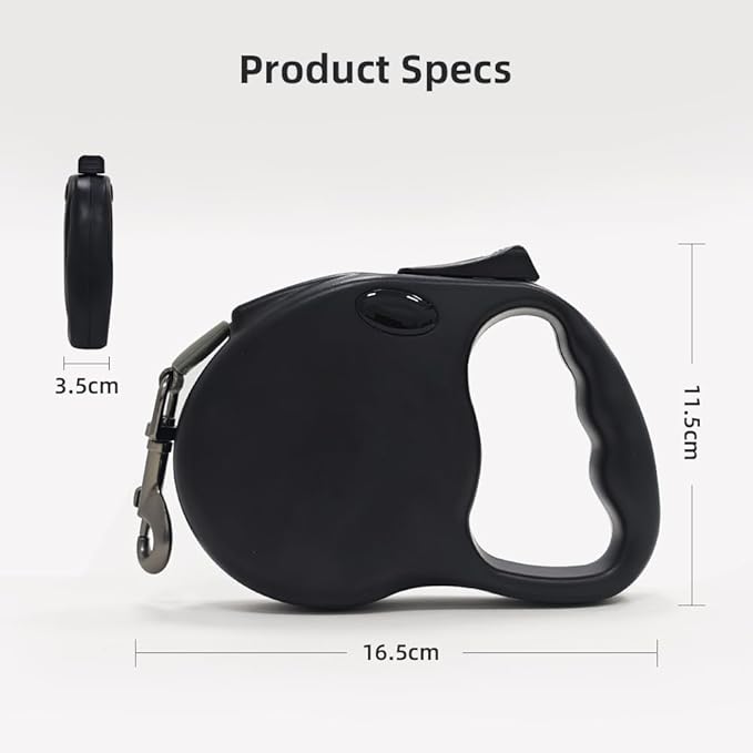 Retractable Dog Leash for Medium & Large Dogs up to 80 lbs, One-Handed Brake, 180kg Strong Nylon Tape, Tangle Free, Anti-Slip Handle (M & L Size) (Black, M-4M)