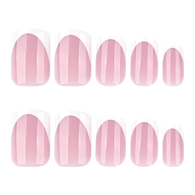yefiuo Press on Nails Short Square White French Fake Nails Press ons Glossy Acrylic False Nails Glue on Nails Reusable Nail Tips Kit Full Cover Stick on Nails Manicure Supplies for Women Girls 24Pcs