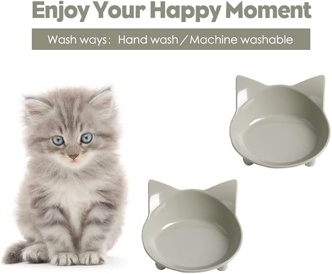 Dog & Cat Food Bowl – Non-Slip Wide, Shallow Pet Dish for Whisker Fatigue Relief, Safe for Puppies & Rabbits(2 Pack)