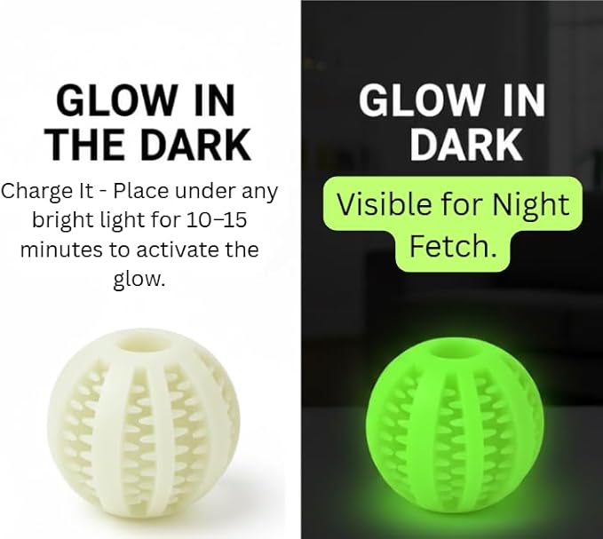 Treat Ball for Dogs, Glowing Dog Ball Toy, Interactive Treat Dispensing Dog Toys for Chewers,dog fetch ball, Glow in The Dark Light Up Ball for Dog, Slow Feeder IQ Training Toy, dog treat toy