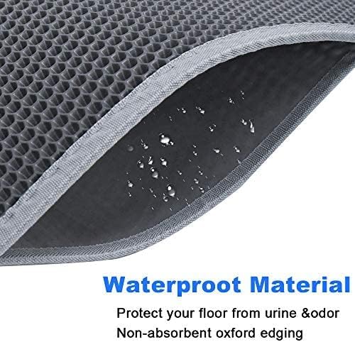 Bulkniu Cat Litter Box Mat: Easy Clean Cat Litter Mat for Floor, Kitty Scratch Cute Pad (24 * 30in-Grey-1)
