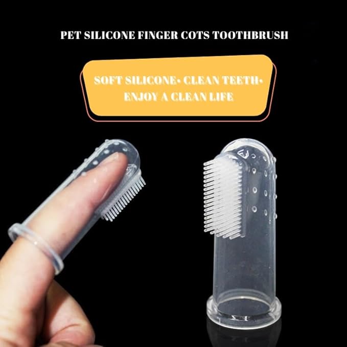 Pet Finger Toothbrush Set – Soft Silicone Toothbrush for Dogs & Cats – Gentle Finger Brush for Small Pets Dental Care (Clear Box Set)