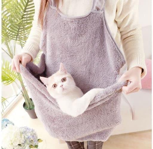 Pet Dog Cat Carrier for Lap Cat or Lap Dog Travel Shoulder Bag Sling Front Backpack Soft Plush Handmade (Brown)