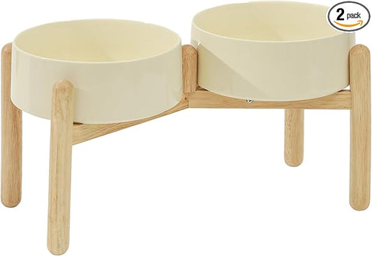 Havniva 8.3inch Ceramic Raised Dog Bowl with Stand, Double Dog Bowls Elevated for Large Breed Dog Food and Water Bowl Set Non-Slip Dog Dish Large Capacity Feeding Pet Water Bowl