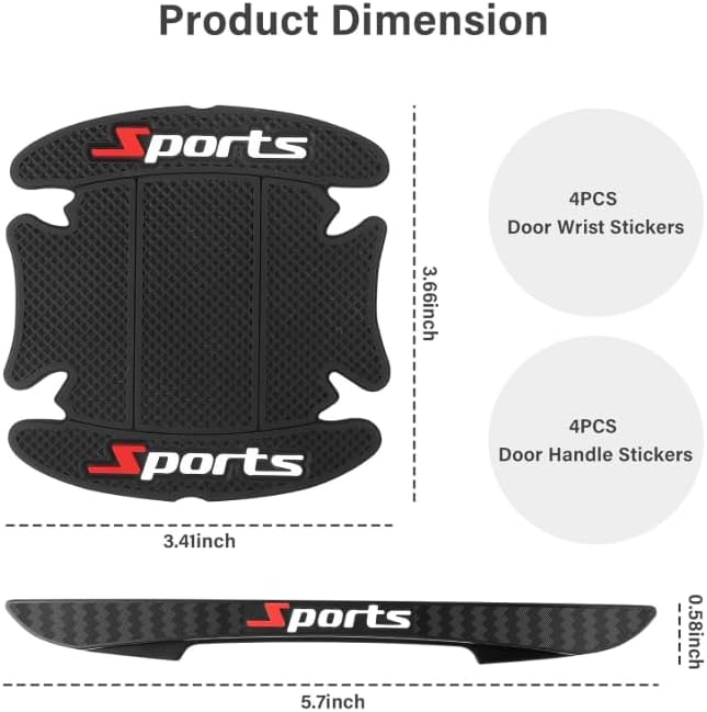 8PCS Sports Carbon Fiber Car Door Handle Protector, Anti-Scratch Door Cup Guard, Universal Door Bowl Paint Protection Sticker for Cars SUVs Trucks