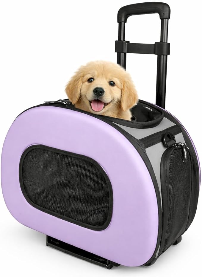 Pet Life ® 'Final Destination' Military-Grade Hardshell and Light 2-in-1 Wheeled or Carrying Travel Airline Cat and Dog Carrier Crate or Portable Pet Kennel