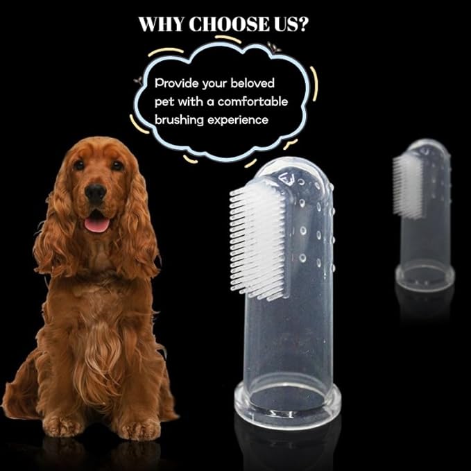 Pet Finger Toothbrush Set – Soft Silicone Toothbrush for Dogs & Cats – Gentle Finger Brush for Small Pets Dental Care (Pink Box Set)