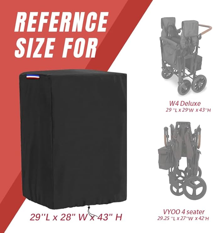 Wagon Cover Compatible with Wonderfold Wagon W4 Original(Cover Only),Waterproof 420D Stroller Wagon Covers for Keenz Wagon Stroller 4 seater-29"L x 28"W x 43"H