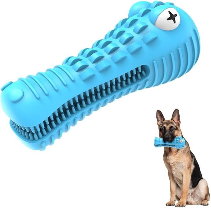 Dog Toys for Aggressive Chewers, Indestructible Dog Chew Toys for Medium Large Breed, Interactive Tough Dog Squeaky Toys to Keep Them Busy, Natural Rubber Durable Dog Toothbrush Teeth Cleaning Toys