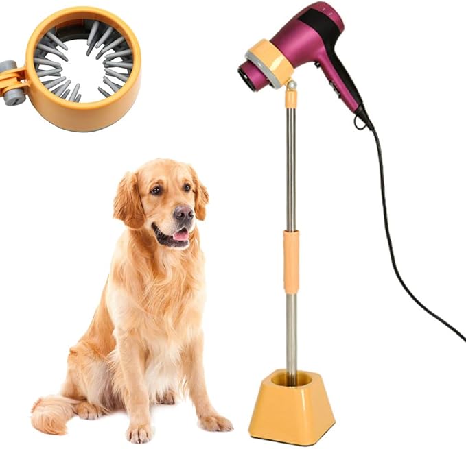 Pet Hair Dryer Holder,180 Degrees Rotatable Hands-Free Retractable Hair Dryer Stand, Dog Cat Grooming Table Hair Dryer Stand Holder Hands Stable Pet Supplies