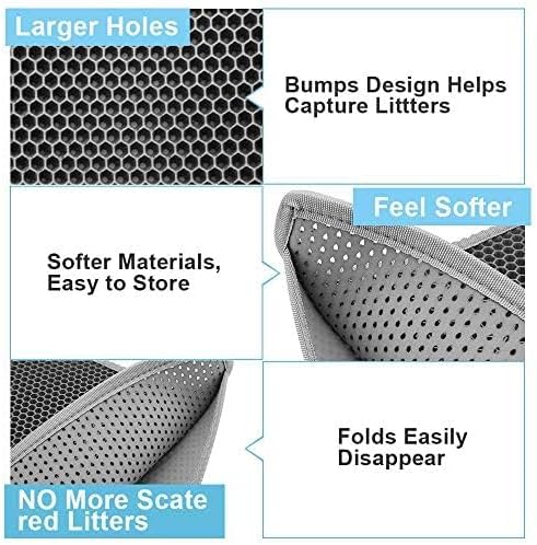 Bulkniu Small Cat Litter Box Mat: Easy Clean Cat Litter Mat for Floor, Kitty Scratch Cute Pad (15x24 Inch Grey)