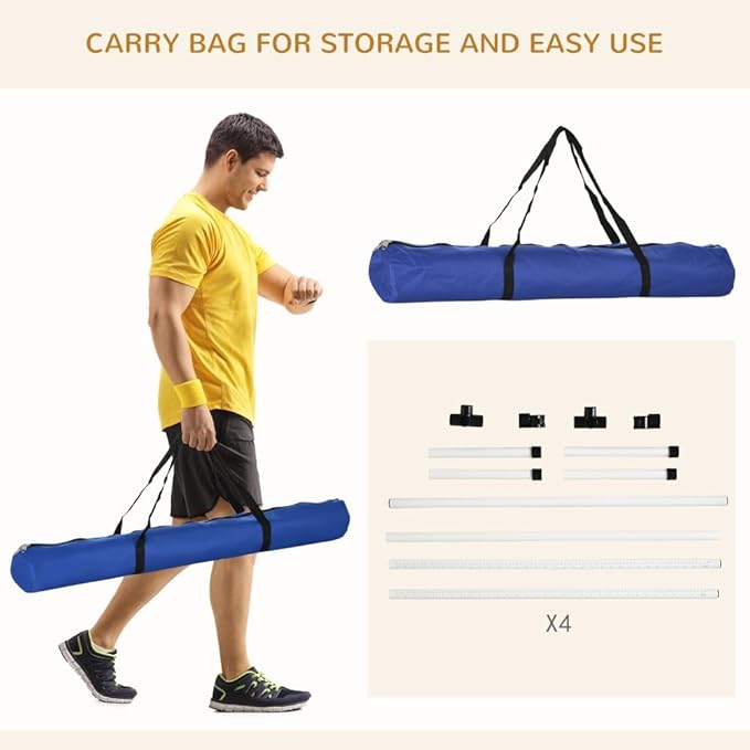 anwickjeff 4 Piece Dog Agility Training Equipment with Adjustable Height Jump Bars, Included Carry Bag, & Displacing Top Bar, Advanced Obstacle Courses for Dog Backyard Competitive (White, 4 Piece)
