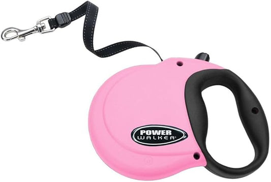 Coastal Pet Power Walker Dog Retractable Leash - Reflective Dog Leash - Stop-and-Release Control Button - Comfort Grip Handle - Pink - Large