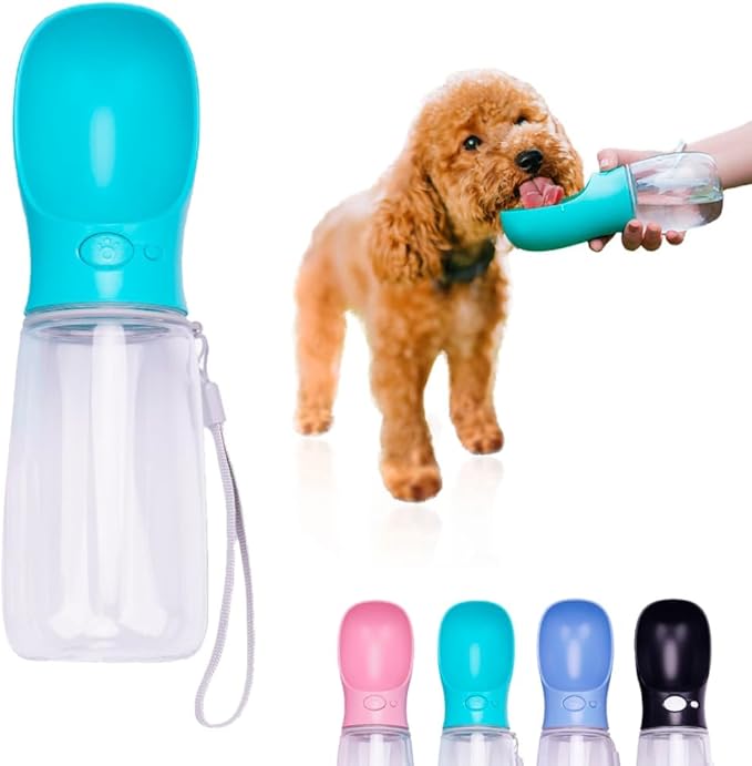 Portable Dog Water Bottle with Bowl – Leak Proof, Lightweight Travel Water Bottle for Dogs. (Green, 350 ml)