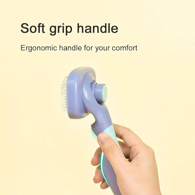 One for Pets 360-degree Rotating Head Self-Cleaning Dog&Cat Slicker Brush, Cat Brush with Release Button, Indoor Cats Shedding, for Cat and Dog Grooming (Purple & Blue)