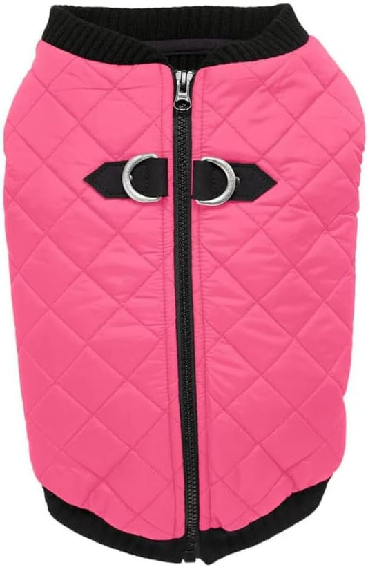 Gooby - Fashion Vest, Small Dog Sweater Bomber Jacket Coat with Stretchable Chest, Pink, Medium