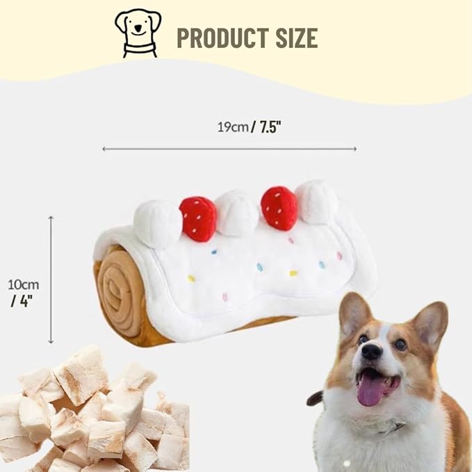 Dog Snuffle Mat Slow Feeding Mats Sniffing Puzzle Toys Interactive Burrow Activity Hide and Seek Enrichment Toys for Foraging Training Dog Gifts for Small Medium Large Dogs (Cake Roll)