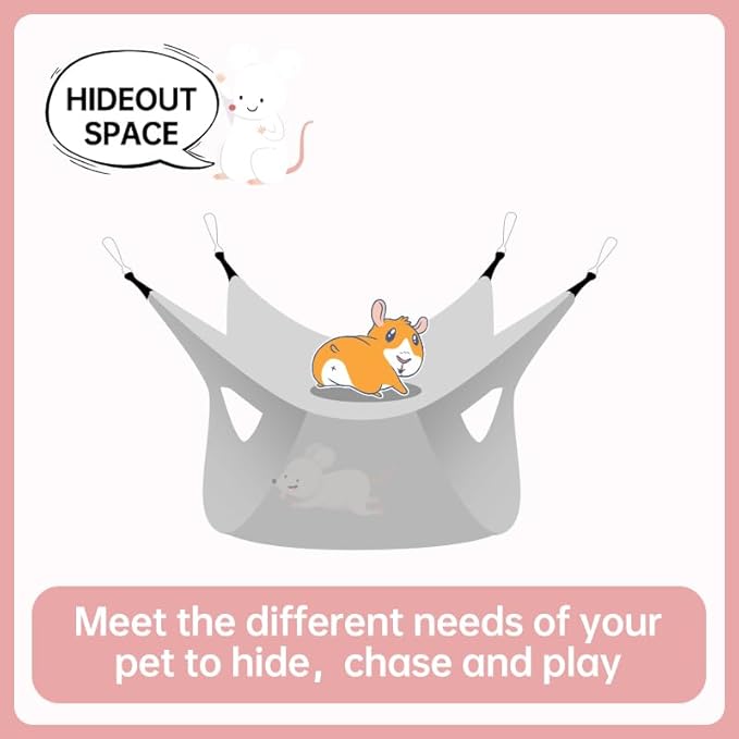 EAEDMY Rat Ferret Hammock Toys Cage Accessories, Guinea Pig Hideout Tunnel, Warm Bed for Rat Ferret Guinea Pig Sleep Hide and Play (4.Hammock)