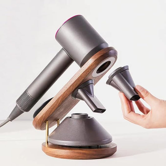 Hair Dryer Holder for Dyson Supersonic, Magnetic Hair Dryer Display Holder Walnut Wood Bathroom Organizer for Dyson Supersonic Hair Dryer Accessories (Not compatible with Nural)