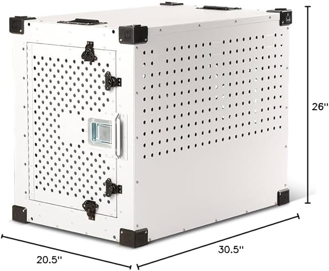 Impact Indestructible High Anxiety Dog Crate for Medium Dogs - Heavy Duty Escape Proof Indoor Dog Kennel with Powder-Coated Aluminum - Ideal for Escape Artists (White, 30" (30.5"L x 20.5"W x 26"H))