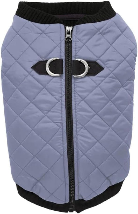Gooby Fashion Vest Dog Jacket - Gray, X-Small - Warm Zip Up Bomber Vest with Dual D Ring Leash - Winter Water Resistant Small Dog Sweater