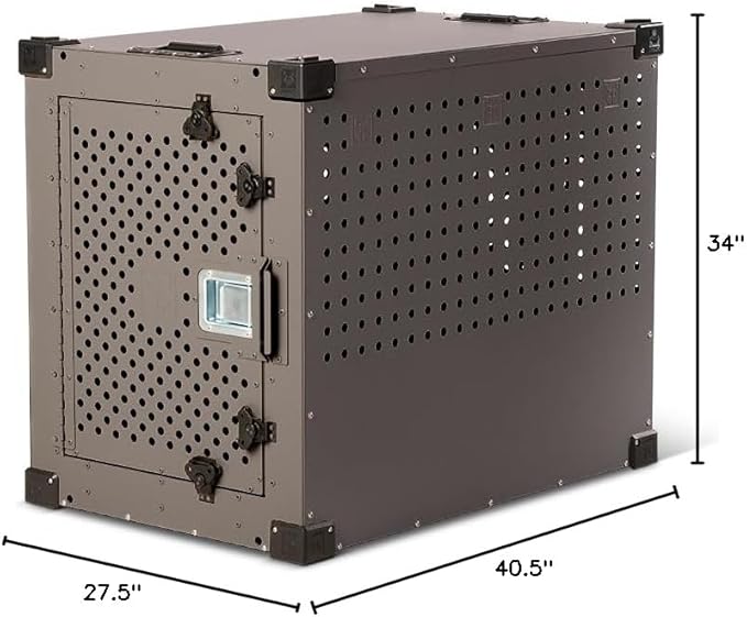 Impact Indestructible High Anxiety Dog Crate for Extra Large Dogs - Heavy Duty Escape Proof Indoor Dog Kennel with Powder-Coated Aluminum - Ideal for Escape Artists (Gray 40"+ (40.5"L x 27"W x 33"H)