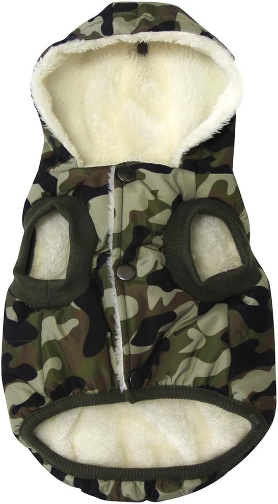 Vecomfy Fleece Lining Extra Warm Dog Hoodie in Winter for Large Dogs Jacket Pet Coats with Hooded,Green Camo XXXL
