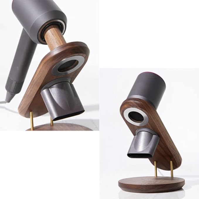 Hair Dryer Holder for Dyson Supersonic, Magnetic Hair Dryer Display Holder Walnut Wood Bathroom Organizer for Dyson Supersonic Hair Dryer Accessories (Not compatible with Nural)