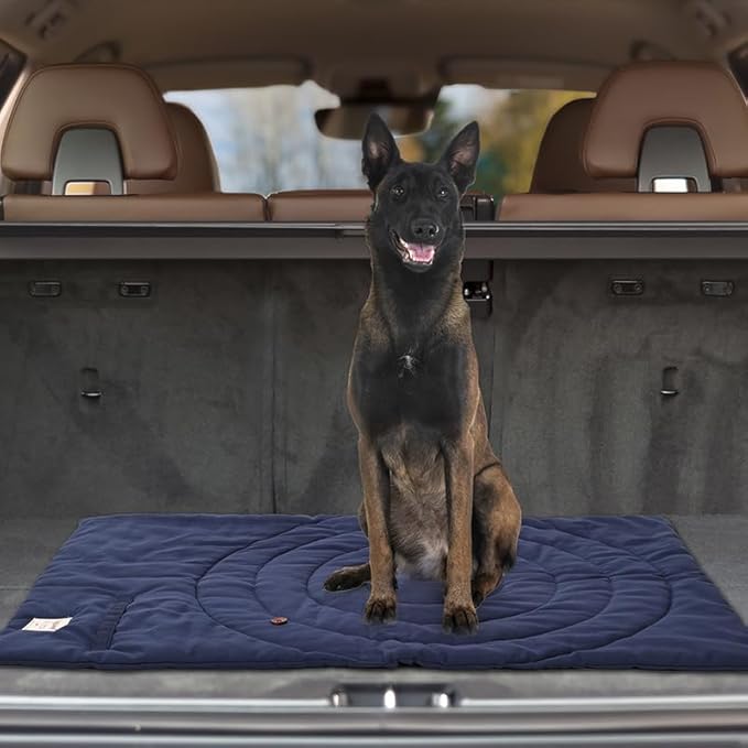 Travel Dog Bed | Camping Dog Bed | 46.46"x26.38" Waterproof Outdoor Dog Mat | Portable Place Mat for Dogs with Handle | Machine Washable | Easy Clean for Outdoor Adventures (Yellow, Large)