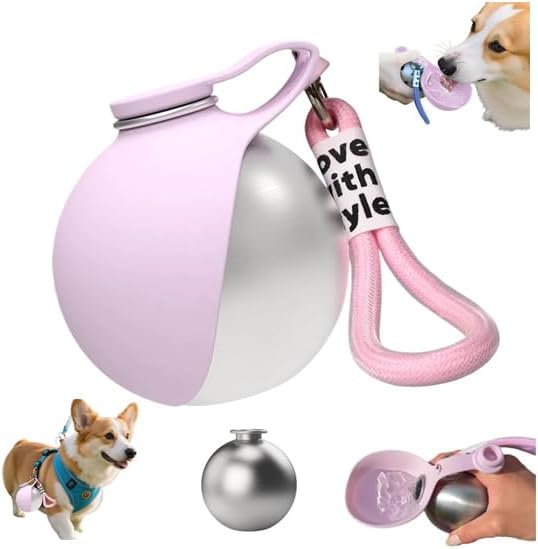 Foldable Pet Water Bottle for Travel,2-in-1 Portable Dog Water Bottle with Foldable Bowl,Leak-Proof 304 Stainless Steel Travel Hydration Station 10oz for Pets,Compact Feeder for Walking Camping Daily