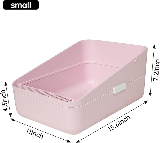 Sfozstra Pink Small Cat Litter Box with Low Entry - for Kittens Up to 8 lbs, Anti-Tracking Design, Space-Saving, Easy Clean, Ideal for Apartments