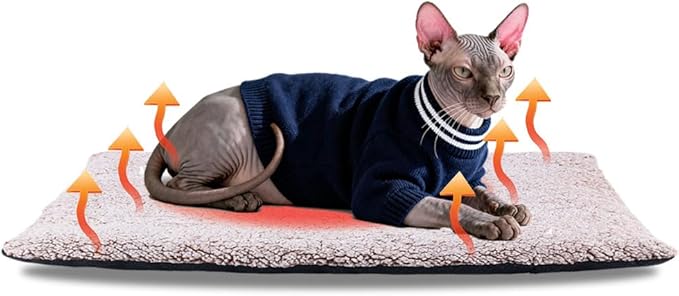 AIO Heated Cat Bed Self Heating Cat Dog Mat Advanced Grey Extra Warm Thermal Pet Pad for Indoor Outdoor Pets