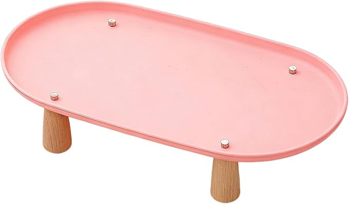 Generic Cat Bowl Raised Stand Rack to Protect Cat Neck Sturdy Non Slip Stable for Feeder Stand Elevated Holder, Pink 38cmx21cm
