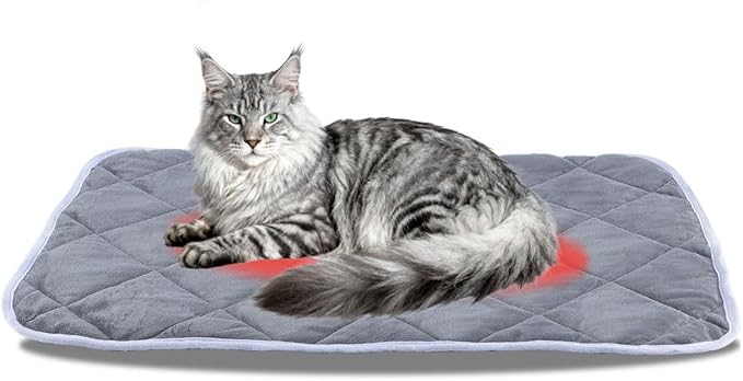 Washable Anti-Slip Kennel Mat for Medium Small Dogs and Cats Kennel pad Crate Pad in Winter Heated Cat Bed Self Warming Non-Electric Pet Warming Pad Gray 19.69 * 27.56inch