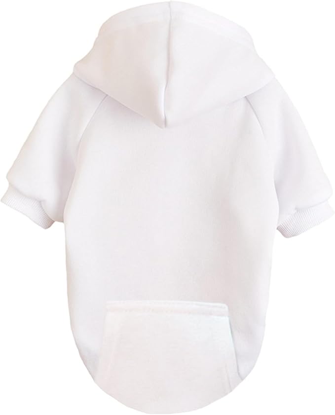Jecikelon Soft Dog Hoodies for Small Dogs, Fleece Puppy Sweatshirt with Pockets, Warm Winter Cold Weather Coats for Pet Cat, Cute Clothes Puppy Costume (White, X-Small)