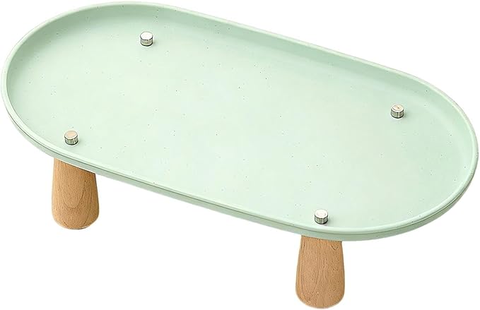 Generic Cat Bowl Raised Stand Rack to Protect Cat Neck Sturdy Non Slip Stable for Feeder Stand Elevated Holder, Green 31cmx17cm