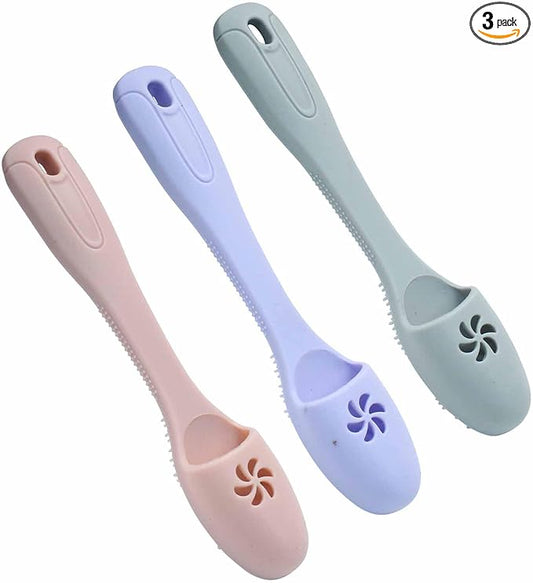 3 Pack Dog Finger Toothbrush, Food Grade Silicone Finger Toothbrush Soft Bristles for Gentle Cleaning(Pink, Purple, Grey)