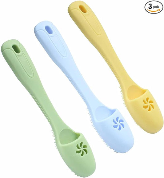 3 Pack Dog Finger Toothbrush, Food Grade Silicone Finger Toothbrush Soft Bristles for Gentle Cleaning(Green, Yellow, Blue)