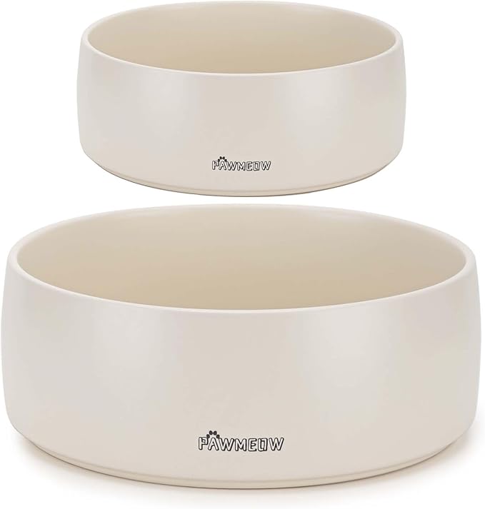 Ceramic Dog Bowl | 5.5inch Dog Bowl, Spill Proof, Non-Slip Pet Feeding Bowl for Small & Medium Breed(16 oz) (Beige, 5.5-8inch)