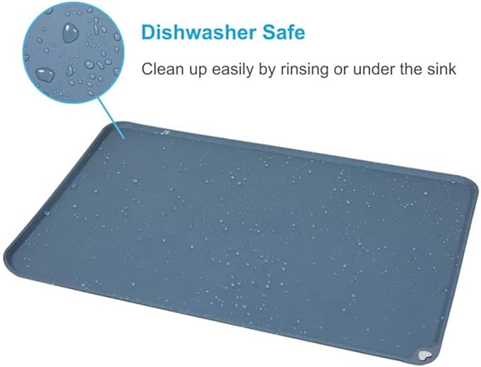 JiangYanus Silicone Pet Feeding Mat for Dog Cat Bowls, Non Slip Waterproof Cat & Dog Bowl Mats Tray with Edges for Food and Water, Pet Bowl Mat Dog Placemats for Floors (16.1 x 12.2 inch, Green)