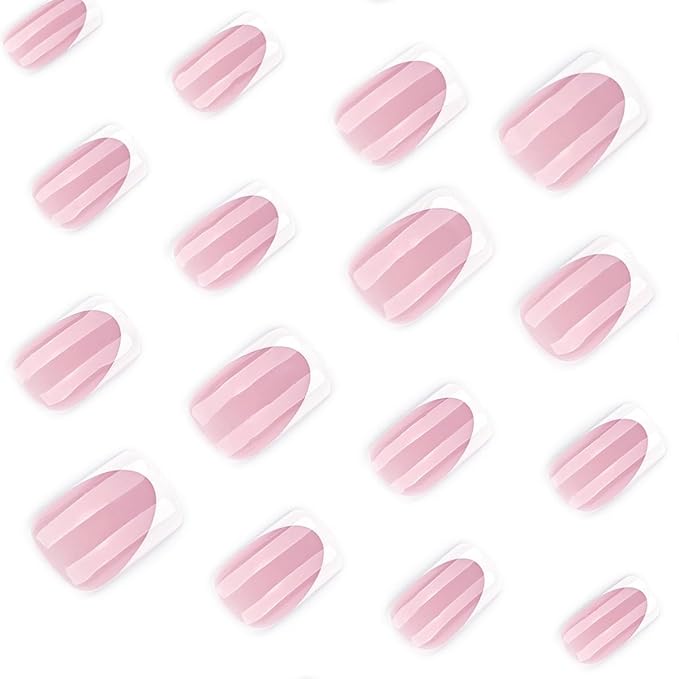 yefiuo Press on Nails Short Square White French Fake Nails Press ons Glossy Acrylic False Nails Glue on Nails Reusable Nail Tips Kit Full Cover Stick on Nails Manicure Supplies for Women Girls 24Pcs